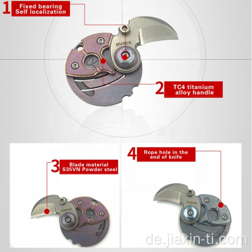 EDC TC4 Titangriff Münzeloxiertes Klappmesser